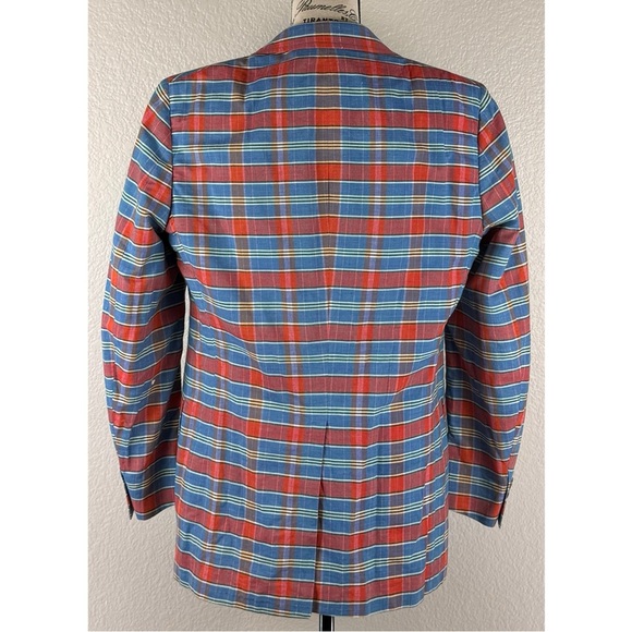Lands End Charter Collection Vintage 90s Men's Madras Plaid Blazer Jacket Medium - Picture 6 of 8